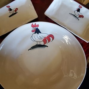 NWT Rooster Serving dishes